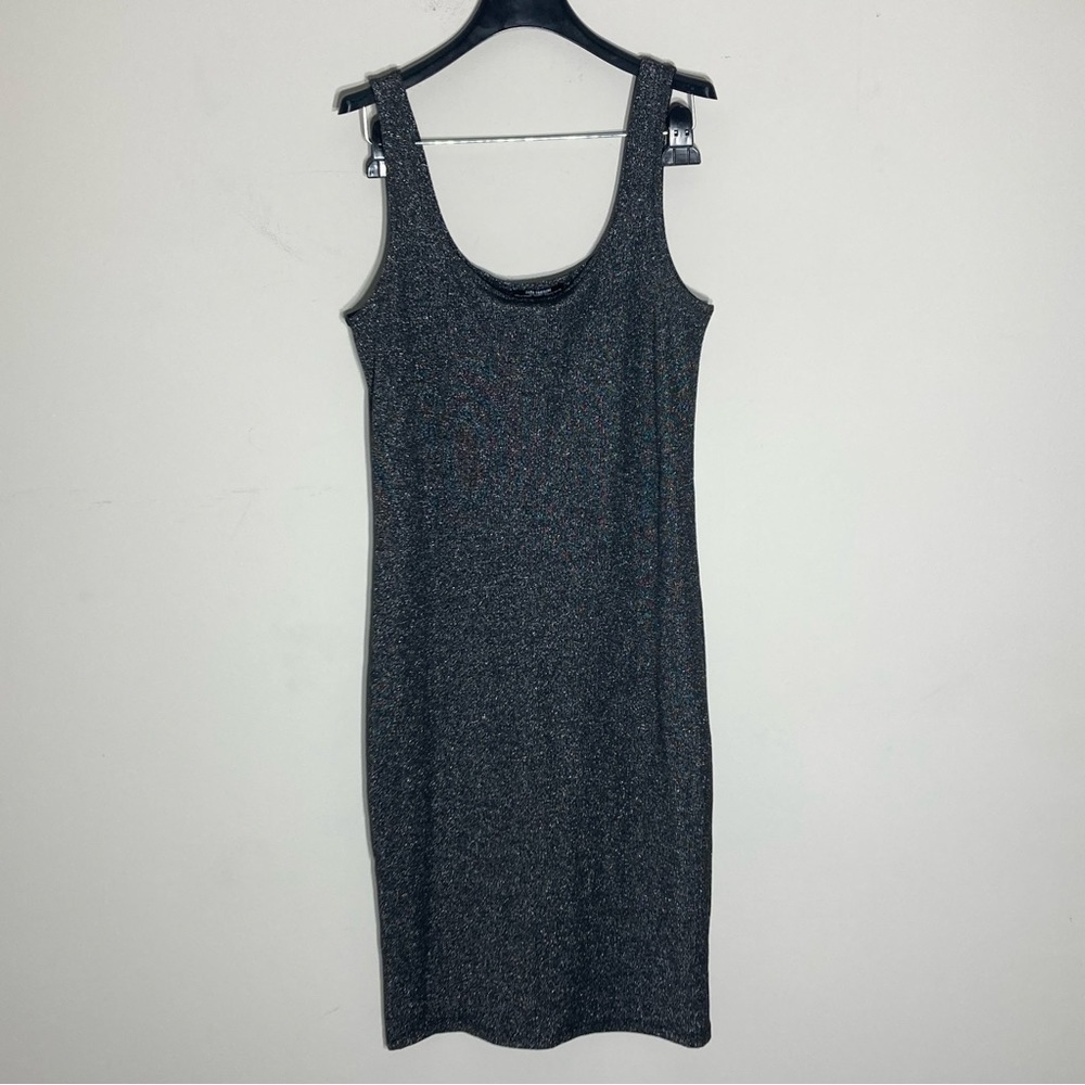 ZARA | Metallic Silver Midi Tank Dress